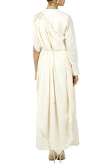 Ivory Thread Embroidered Drape Kurta