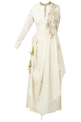 Ivory Thread Embroidered Drape Kurta