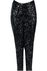 Black Velvet Overcoat With Sequin Pants