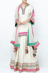 White Gota Work Lehenga Set