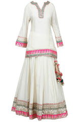 White Gota Work Lehenga Set