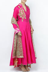 Pink Sequin Work Anarkali Set