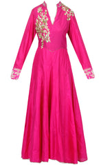 Pink Sequin Work Anarkali Set