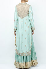 Aqua Zardosi Kurta With Lehenga