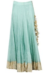 Aqua Zardosi Kurta With Lehenga