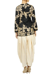 Black Zardosi Embroidered Jacket With Dhoti Pants