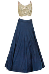 Navy Mirror Work Lehenga Set