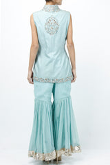 Powder Blue Embellished Sharara Set