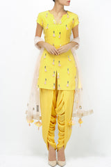 Powder Yellow Kurta And Dhoti Set