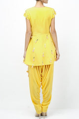 Powder Yellow Kurta And Dhoti Set