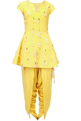 Powder Yellow Kurta And Dhoti Set