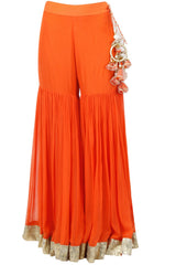 Orange Zardosi And Sequin Sharara Set