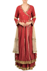 Maroon Anarkali Set