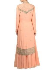 Pink Embellished Kurta and Lehenga Set