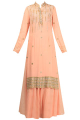 Pink Embellished Kurta and Lehenga Set