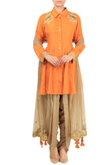 Orange Kurta & Dhoti Set