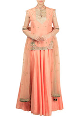 Pink Embroidered Lehenga Set