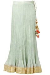 Mint Zardosi Kurta With Lehenga And Dupatta