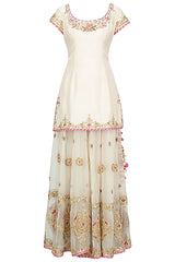 Off White & Pink Sharara Set