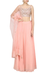 Pink Cutdana Embroidered Lehenga Set