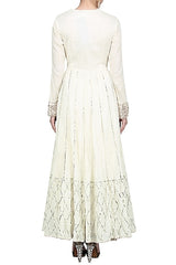 Off White Double Layer Anarkali Set