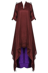 Wine Asymmetrical Kurta & Palazzo Set