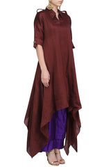 Wine Asymmetrical Kurta & Palazzo Set