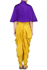 Purple Wrapped Cape & Mustard Dhotis