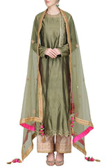 Olive Green Latkan Kurta Set