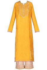 Mustard Embroidered Kurta Set