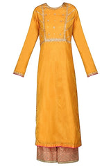 Mustard Sequins Kurta & Palazzo Set