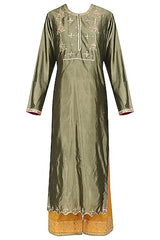 Olive Green & Mustard Kurta Set