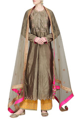 Olive Green & Mustard Kurta Set