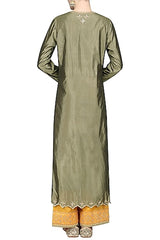 Olive Green & Mustard Kurta Set