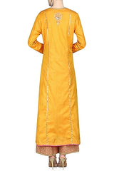 Mustard & Bronze Embroidered Kurta Set