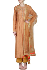 Bronze Embroidered Kurta & Palazzo Set