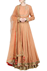 Dark Bronze Embroidered Lehenga Set