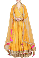 Mustard Embroidered Lehenga Set