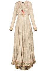 Beige Embroidered Lehenga Set