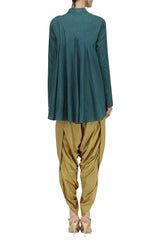 Blue Sequins Peplum Top & Dhoti Set