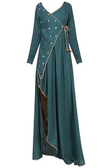 Blue Angrakha Kurta With Dhoti