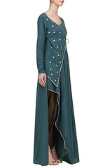 Blue Angrakha Kurta With Dhoti