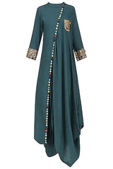 Blue Embroidered Drape Tunic