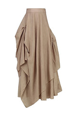 Red Peplum & Brown Drape Skirt