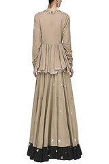 Beige Metal Sequins Lehenga Set