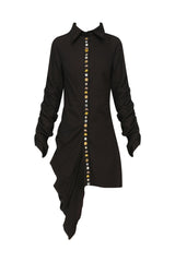 Black Embroidered Shirt Dress