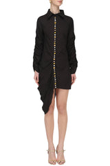 Black Embroidered Shirt Dress