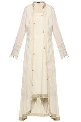 Off White Embroidered Tunic Set