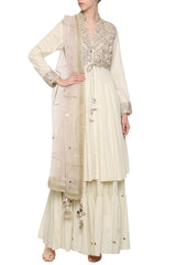 Off White Embroidered Lehenga Set