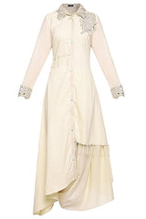 Off White Embroidered Tunic Set